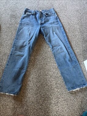 Agolde Straight Leg Jeans in Medium Blue Wash